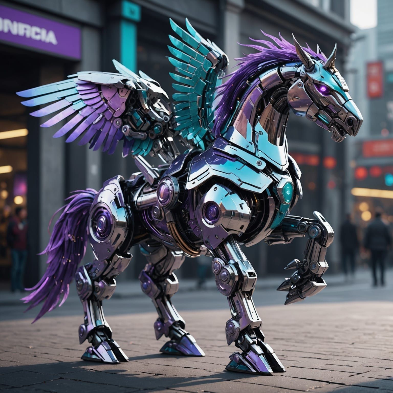 Chrome War Pegasus with Mecha Armor