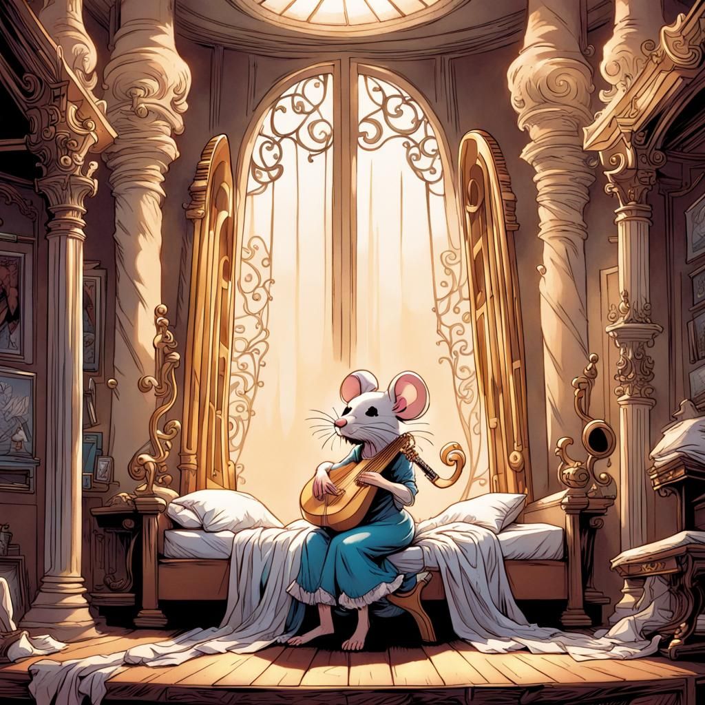 Mouse Princess Plays Harp: Comic Book Art