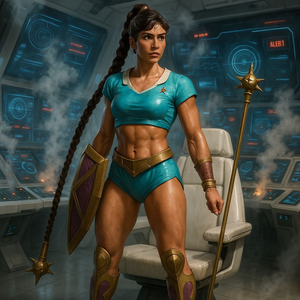 Mara in Spaceship Control Room, Hyper-Real Photo