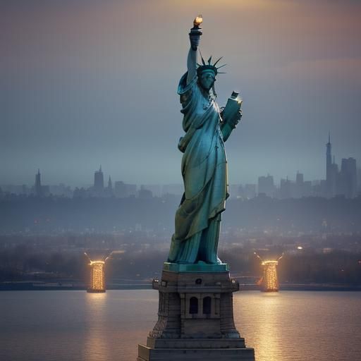 Statue of Liberty Drinks Milkshake, Fantasy Art