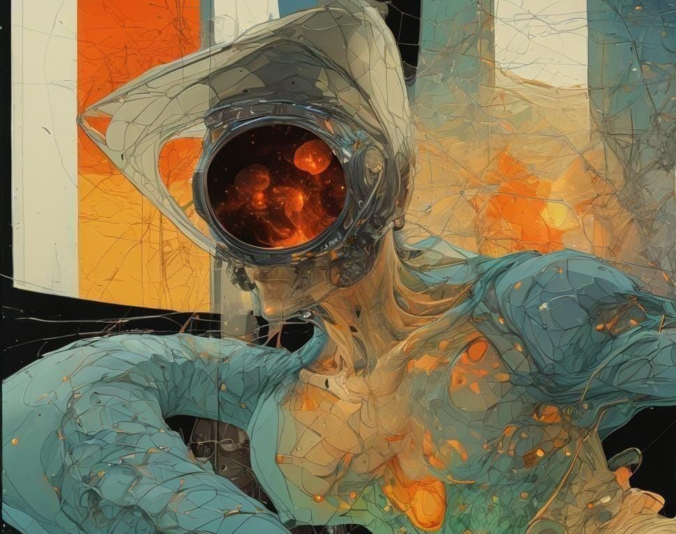 Surreal Neon Nebula Inspired by Moebius and Dali