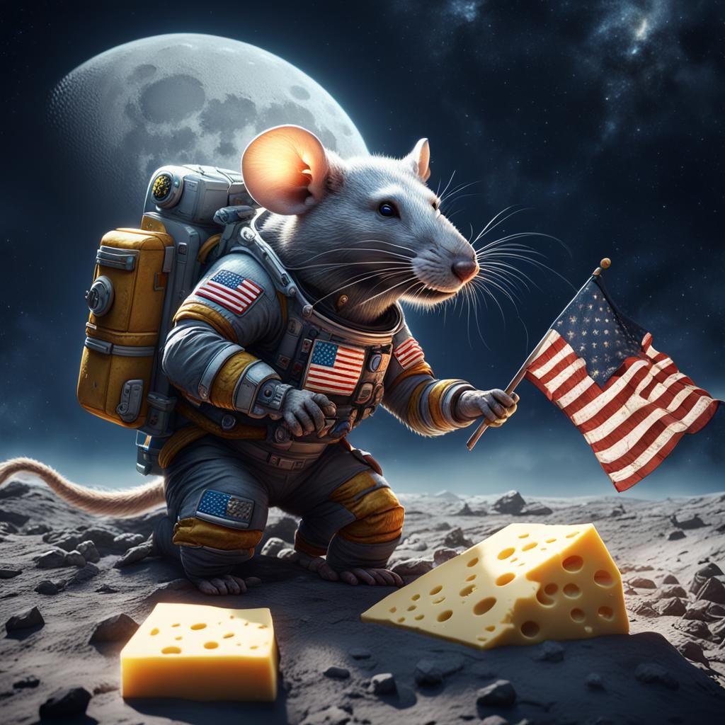 Space Rat Eats Cheese on the Moon