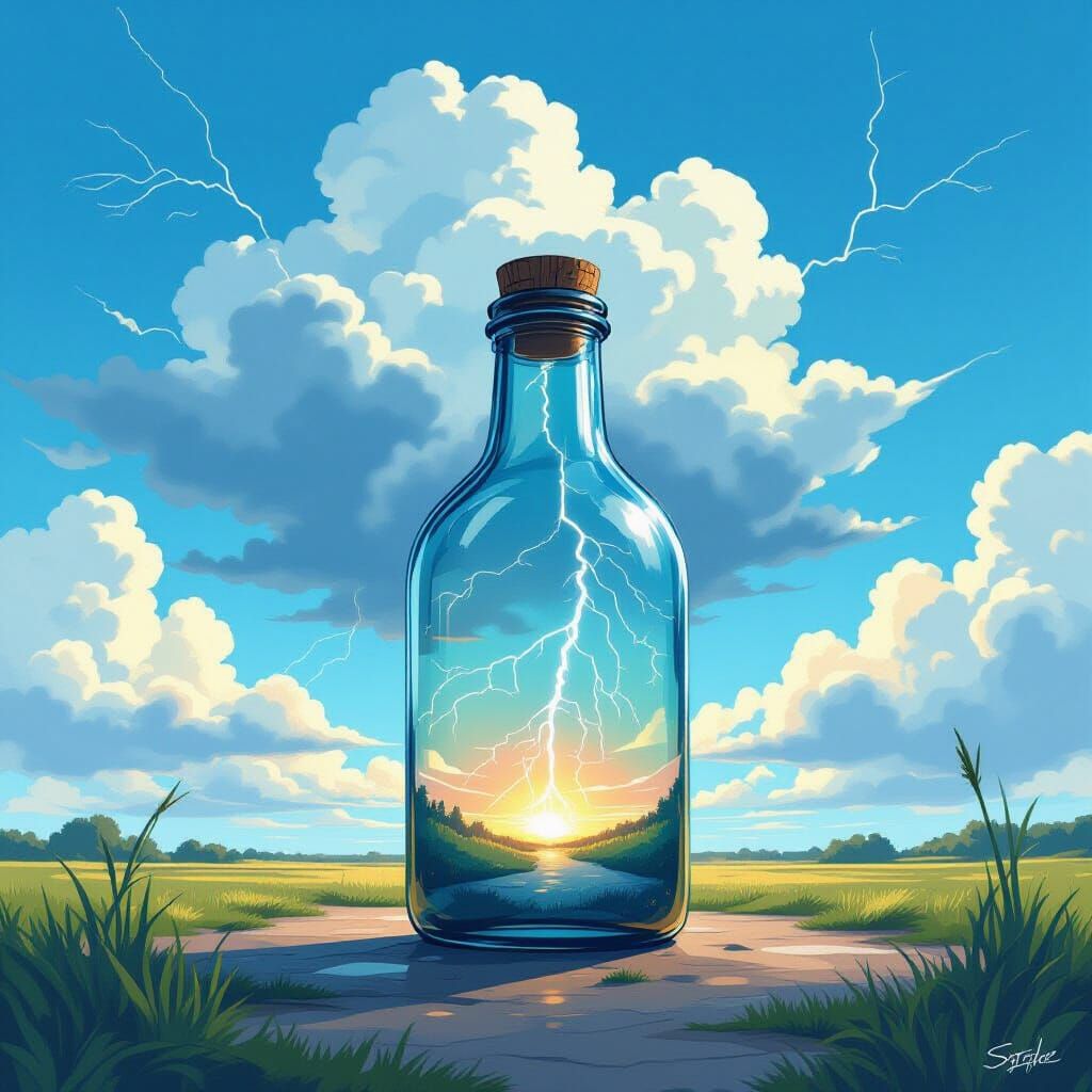 Storm in a Bottle: Digital Art Meets Traditional Texture