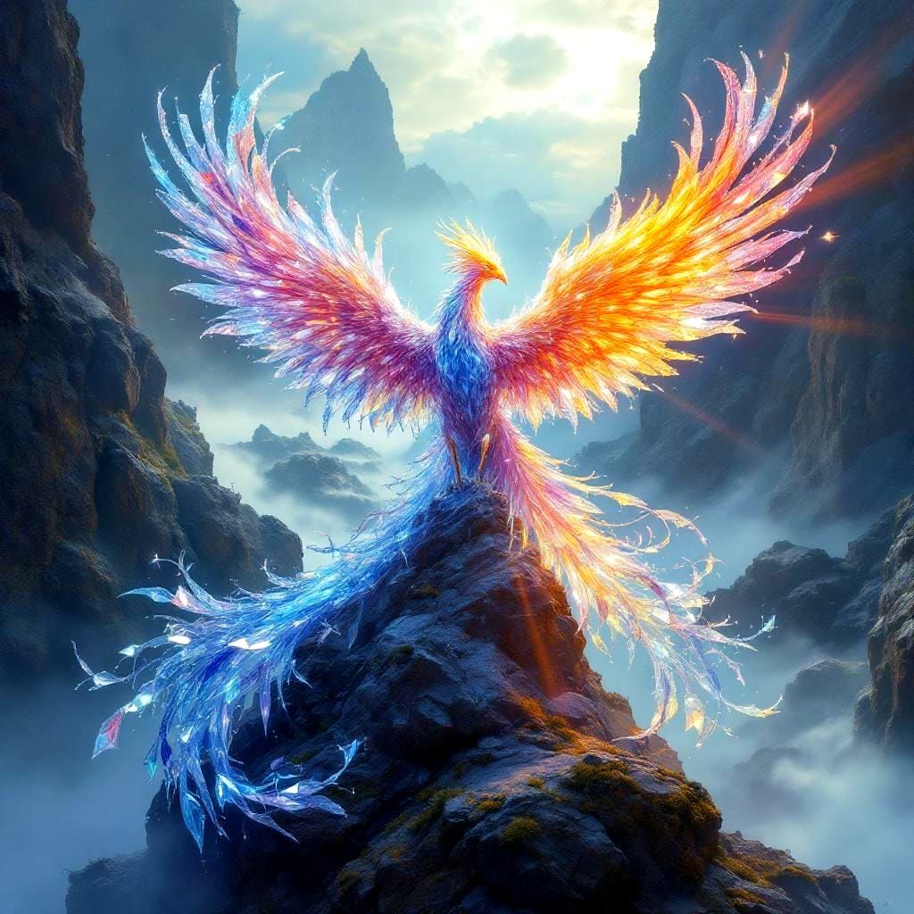 Prismatic Phoenix: Crystal Bird of Light