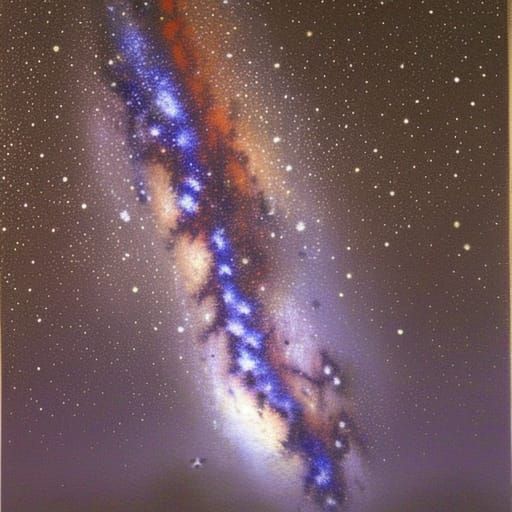 Milky Way Over Desert as Oil Painting