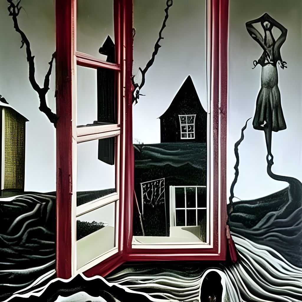 Sinister House with Silhouettes, Digital Painting