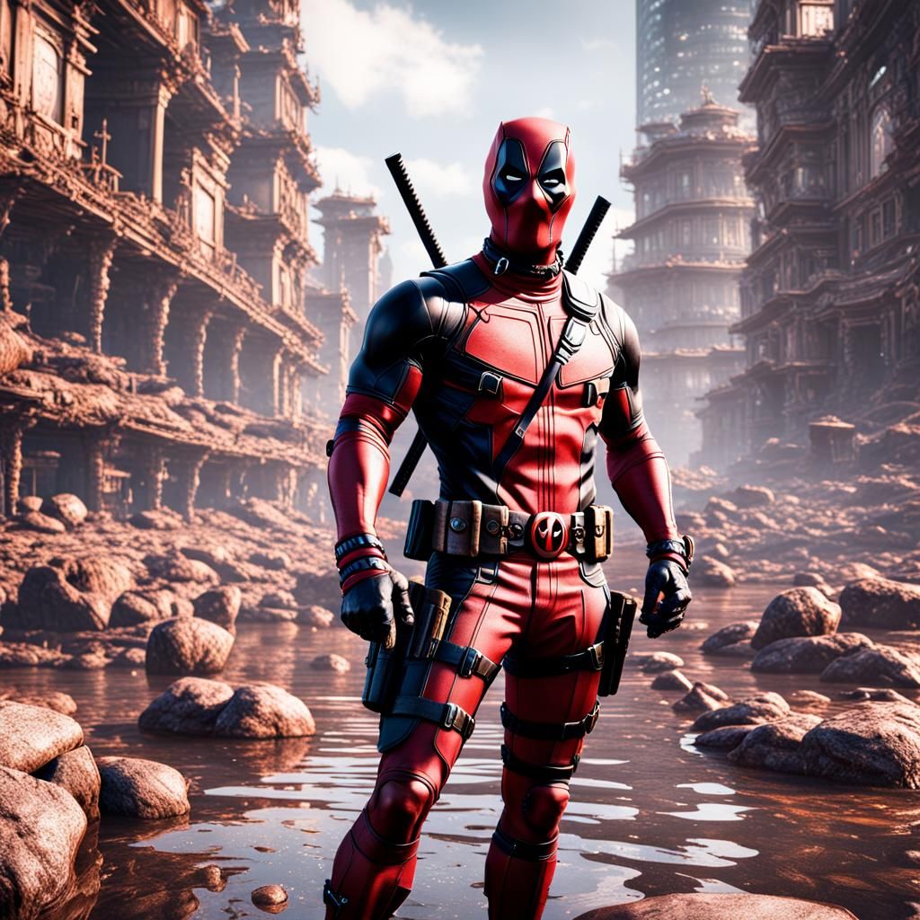 Detailed Deadpool Matte Painting in 8k