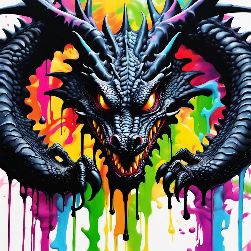 Vibrant Urban Dragon in Hyper-Realistic Graffiti Style
