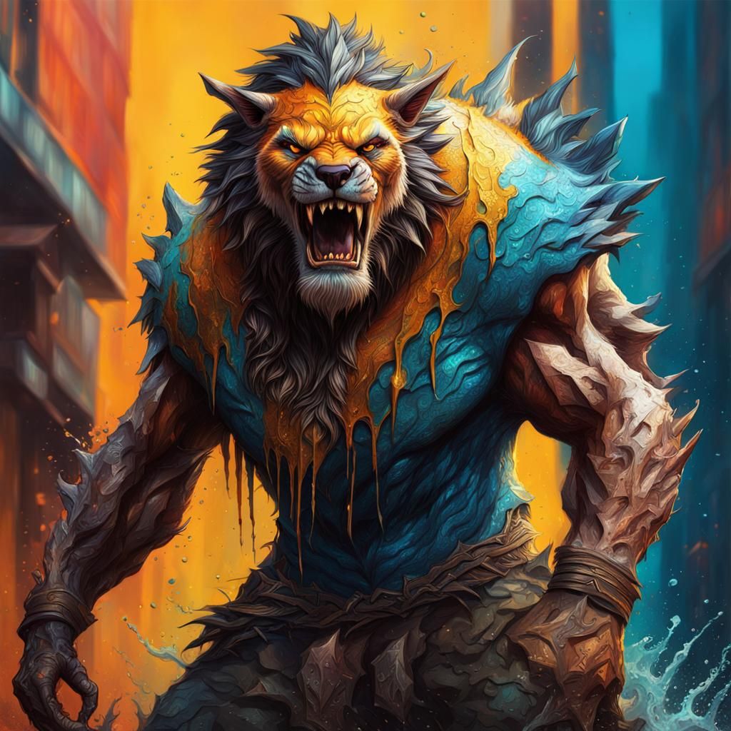 Hyperrealistic Beast in Dramatic Side Light