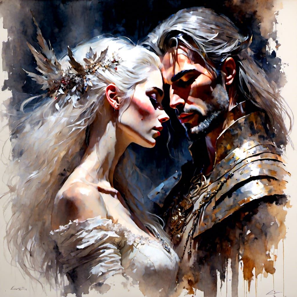 Fantasy Portrait: Demon and Peasant Girl Asleep