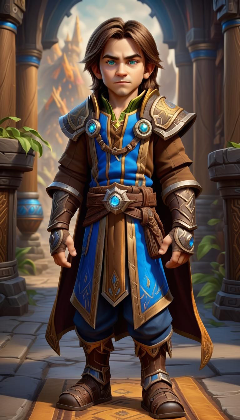 Boy in Noble Clothes, Hyperrealistic Warcraft Style