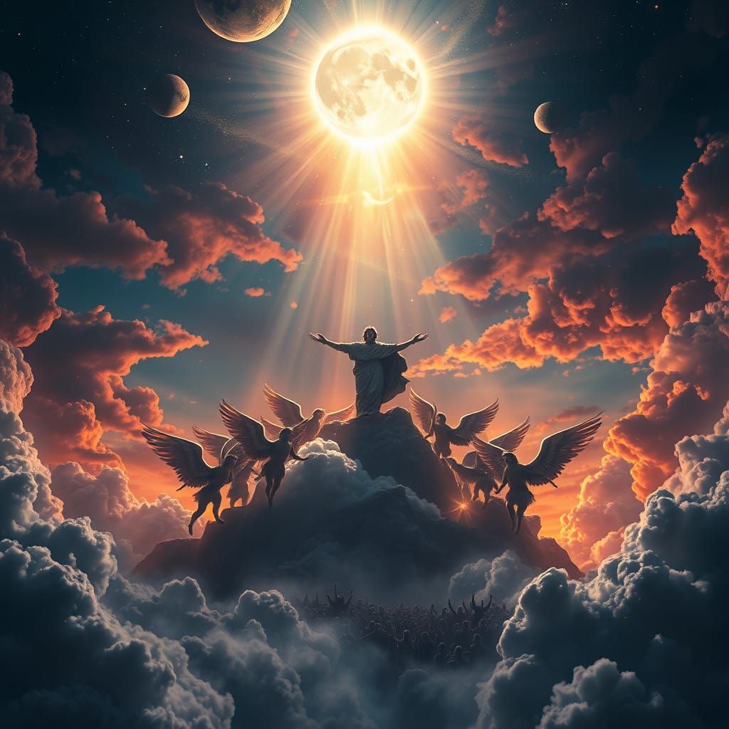 The Divine Descent: A Radiant Son of Man Amidst Celestial Ch...