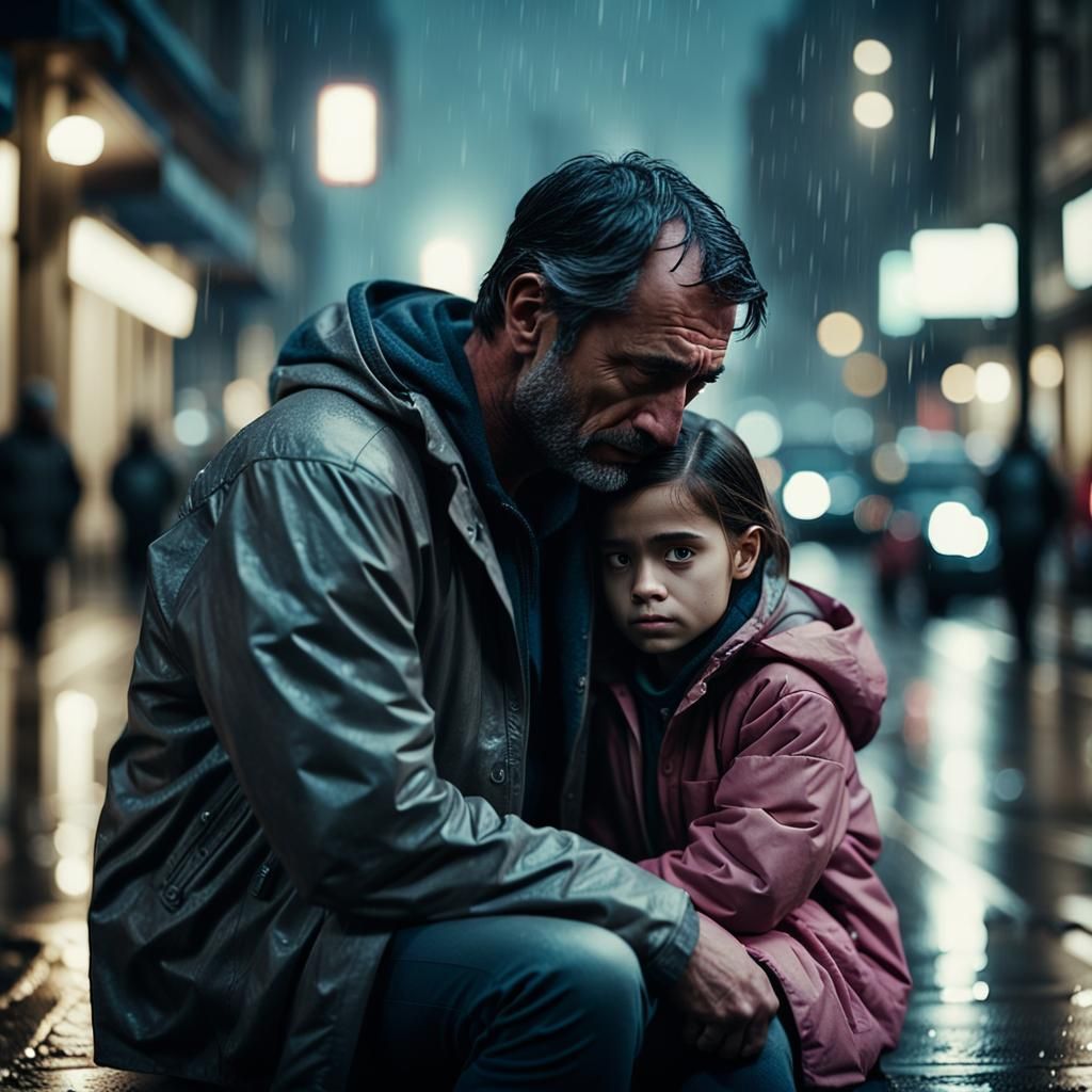 Comfort in the Rain: A Moody Cinematic Portrait
