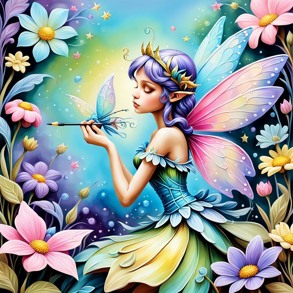 Fantasy Fairy Notebook in Pastel Oil Paint Style