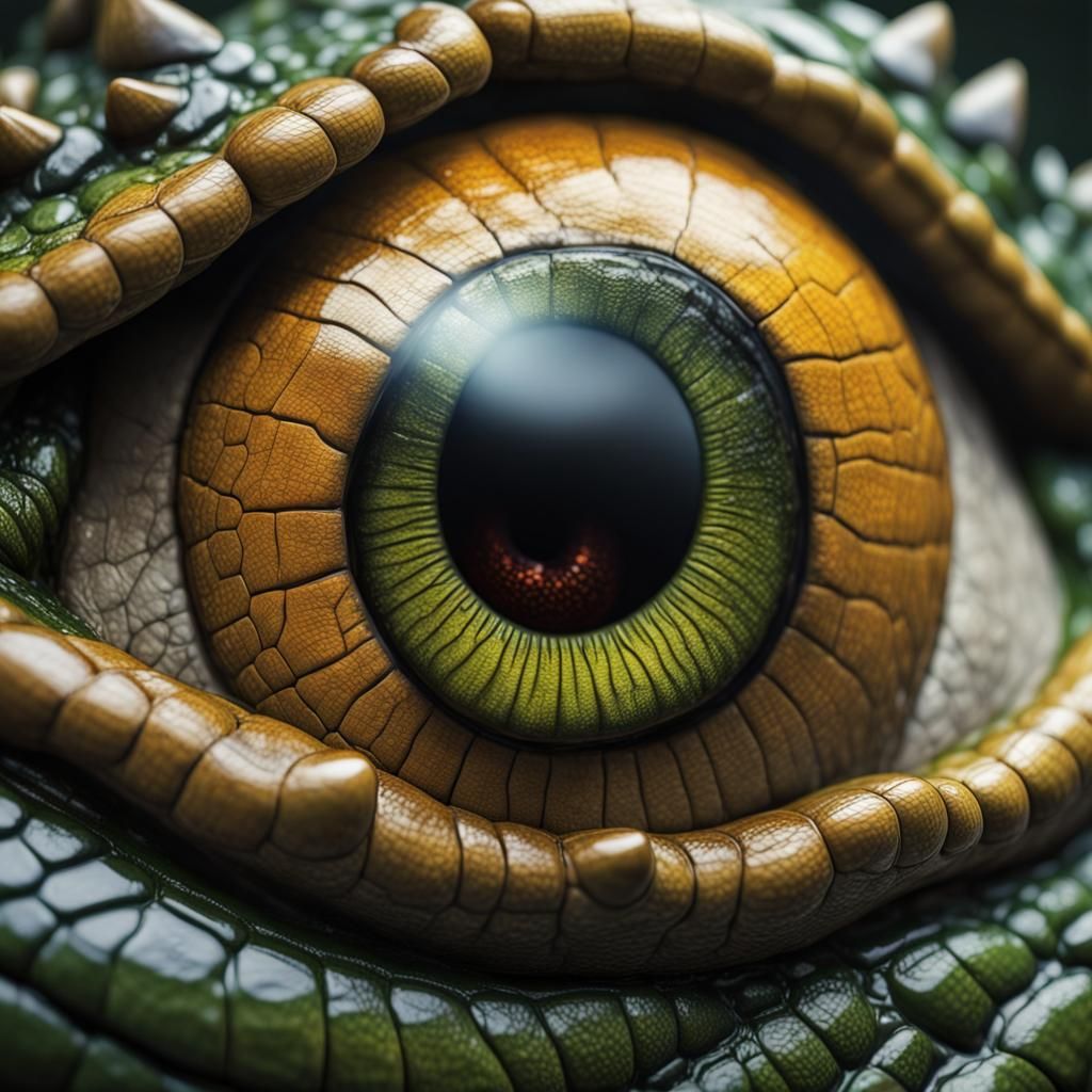 Detailed Crocodile Eye Macro Photography in UHD