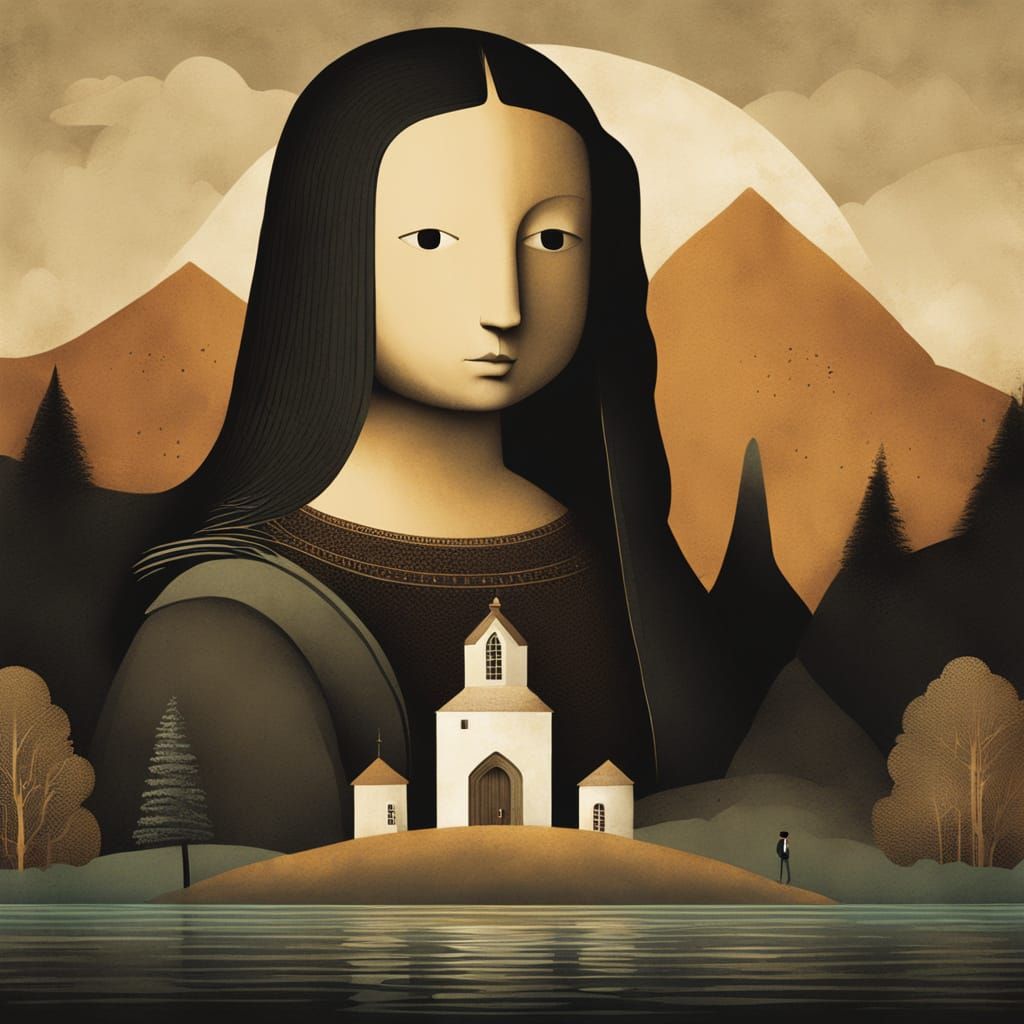 Mona Lisa in Minimalist Watercolor