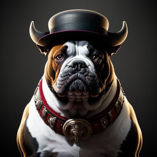 Bull dog in English Bowler Derby Hat