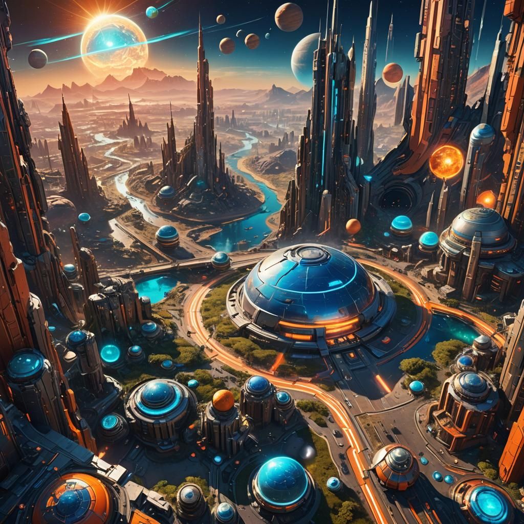 Futuristic Cityscape in Low Earth Orbit