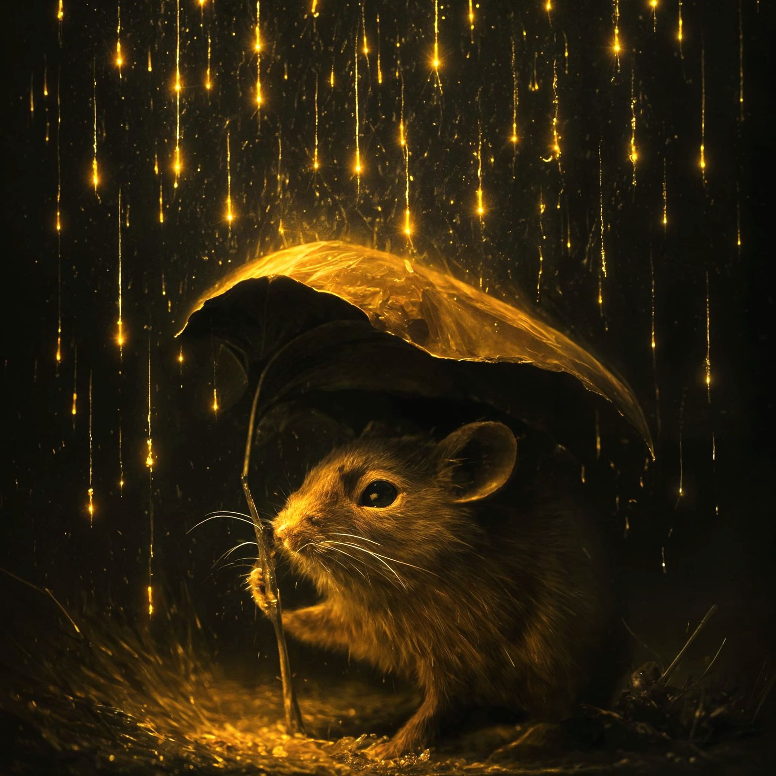 Magical Mouse Protected from Golden Rain