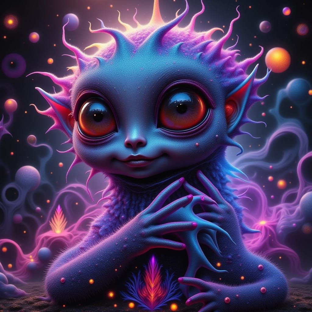 Gothic Alien Baby in Neon Wonderland