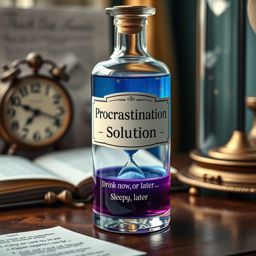 Elegant Glass Potion Bottle in a State of Temporal Paradox