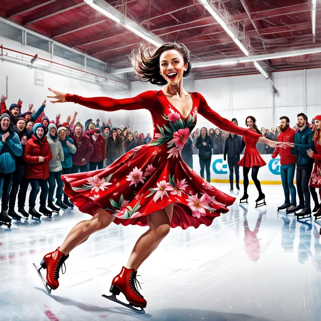 Figure Skater's Lutz Jump in Graffiti Art Style