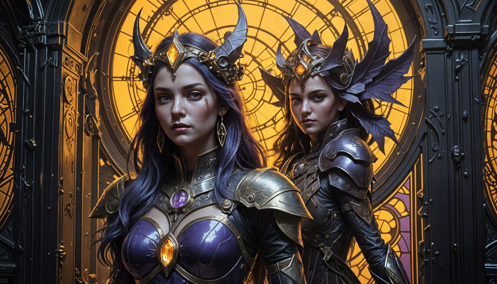 Cyborg Vampire Queen Reigns in Futuristic Throne Room