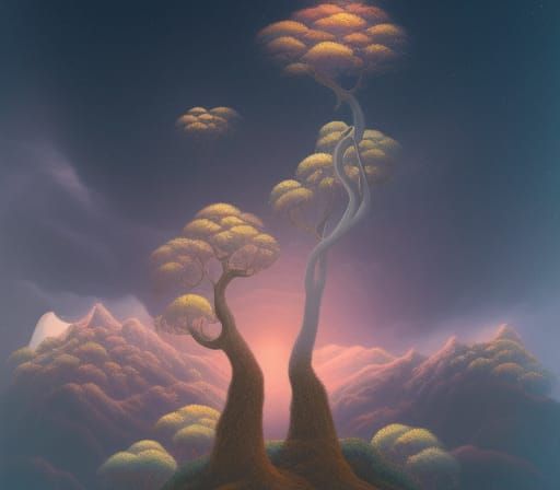 Misty Mountain Nebula in Rococo Style