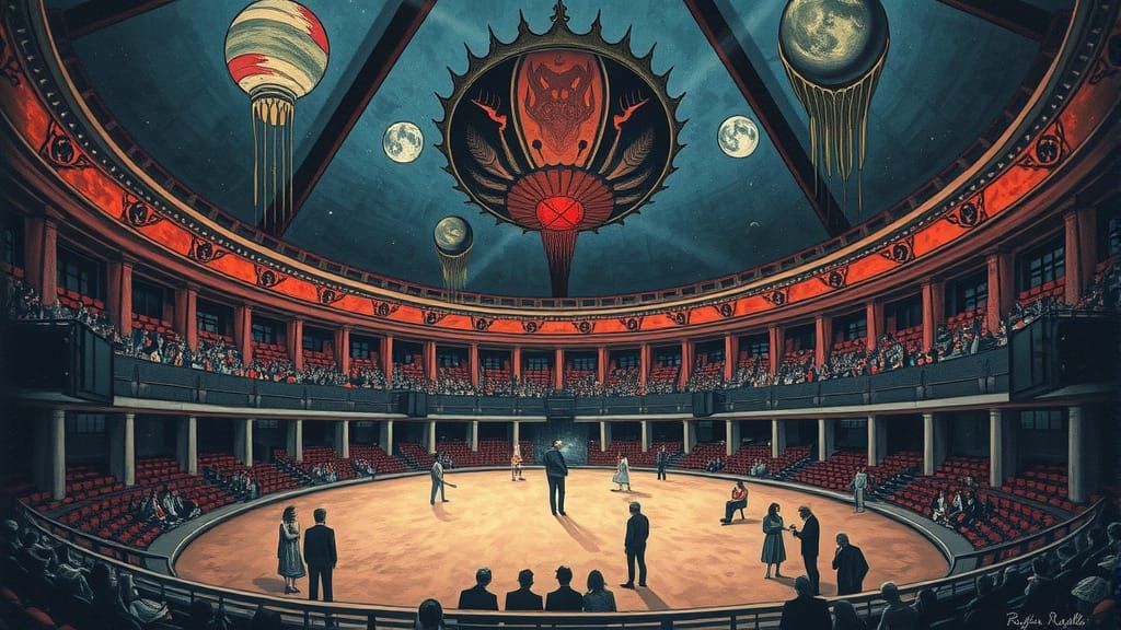 Cosmic Warrior in a Haunting Arena