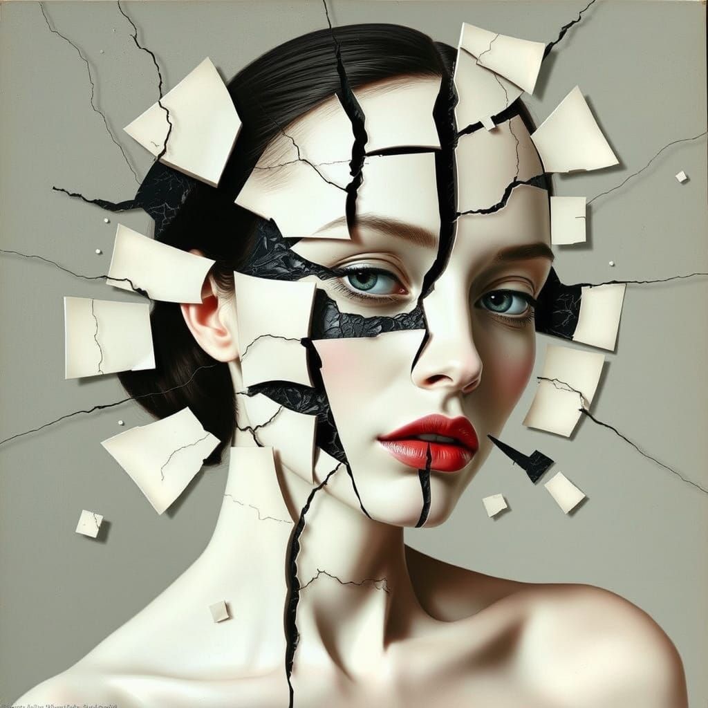 Surreal Cubist Portrait of Shattered Identity