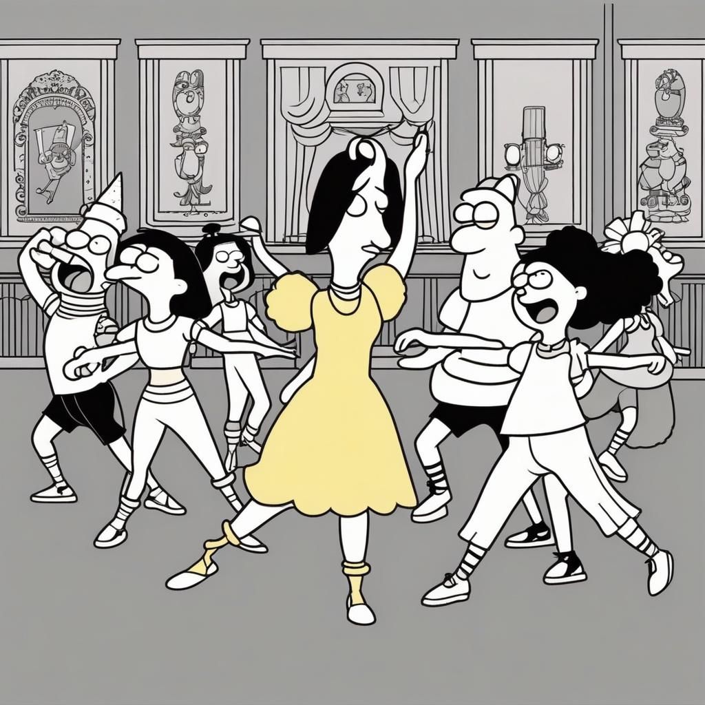 The Dance Class in Matt Groening Style