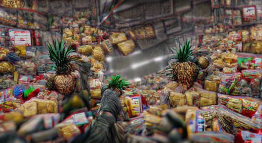 Pineapple in Meat Market: High Resolution Image