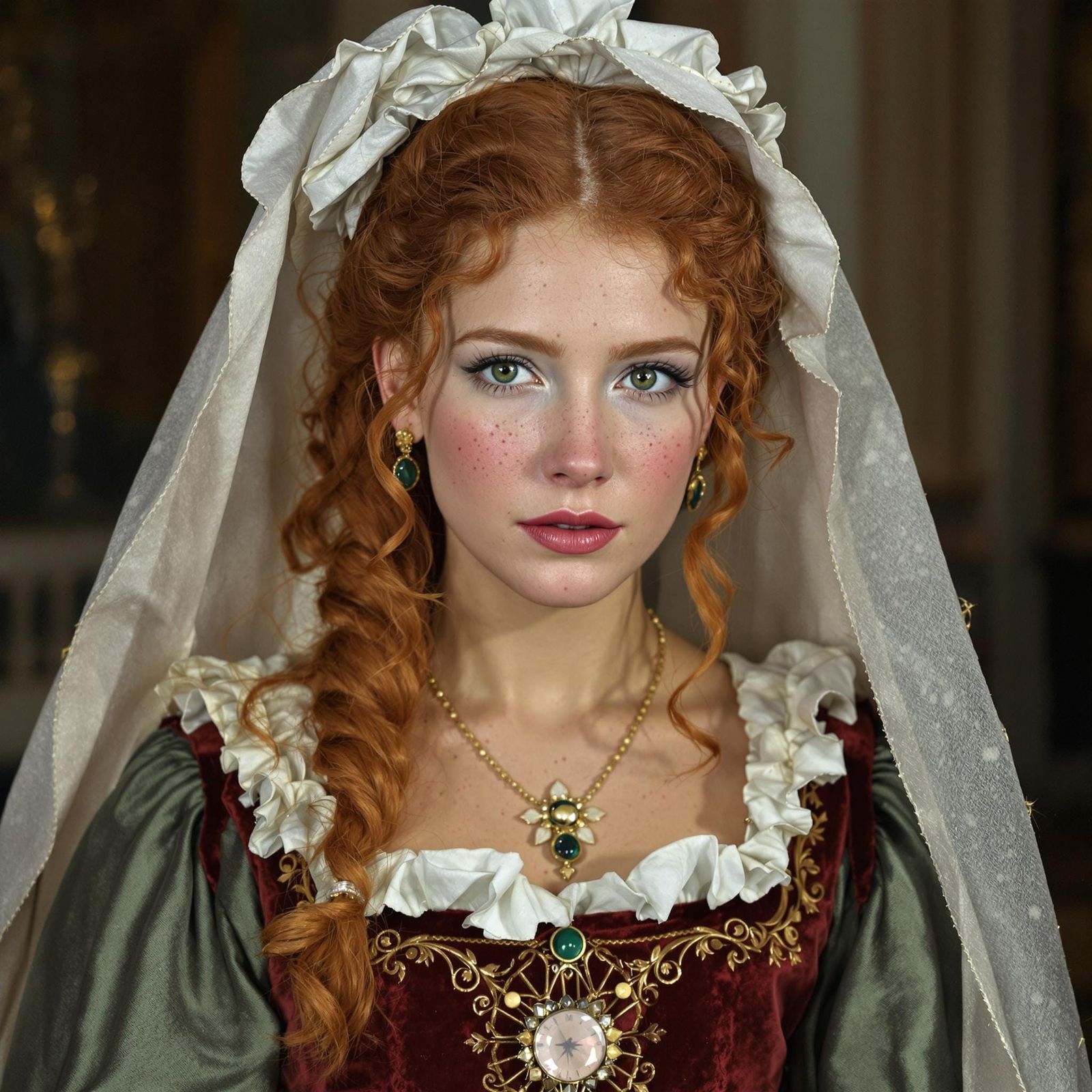 Renaissance Noblewoman with Ginger Hair