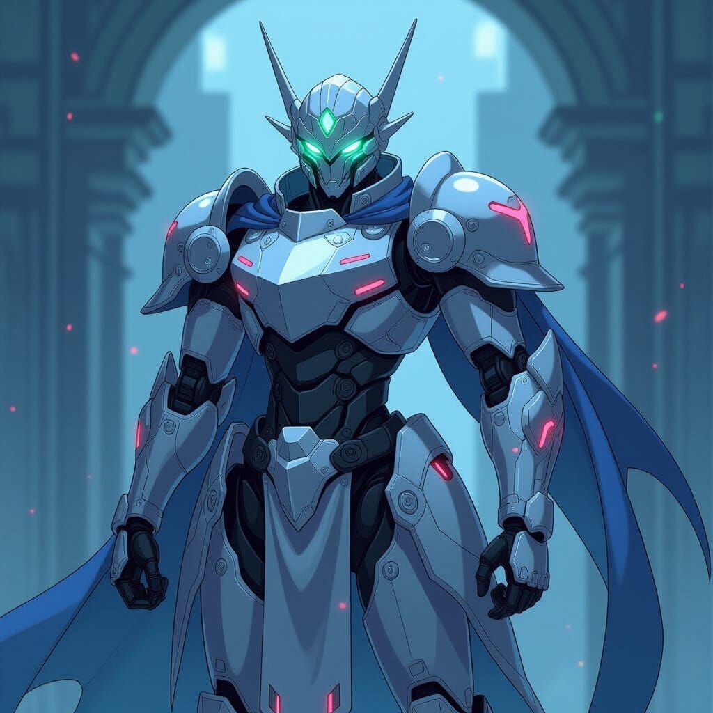 Anime Cyborg Knight in Sci-Fi Style