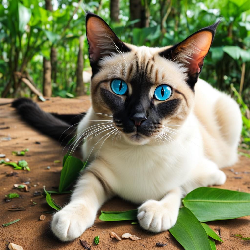 Anime Siamese Cat in Thailand Countryside