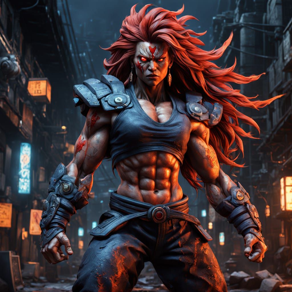 Muscular Female Akuma in Dynamic Comic Style