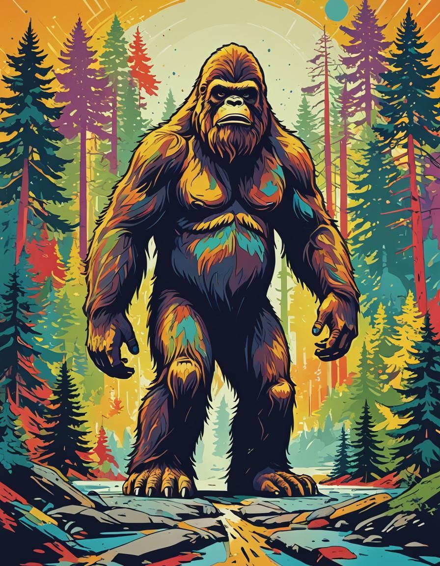 Big Foot Sasquatch in Pop Art Style