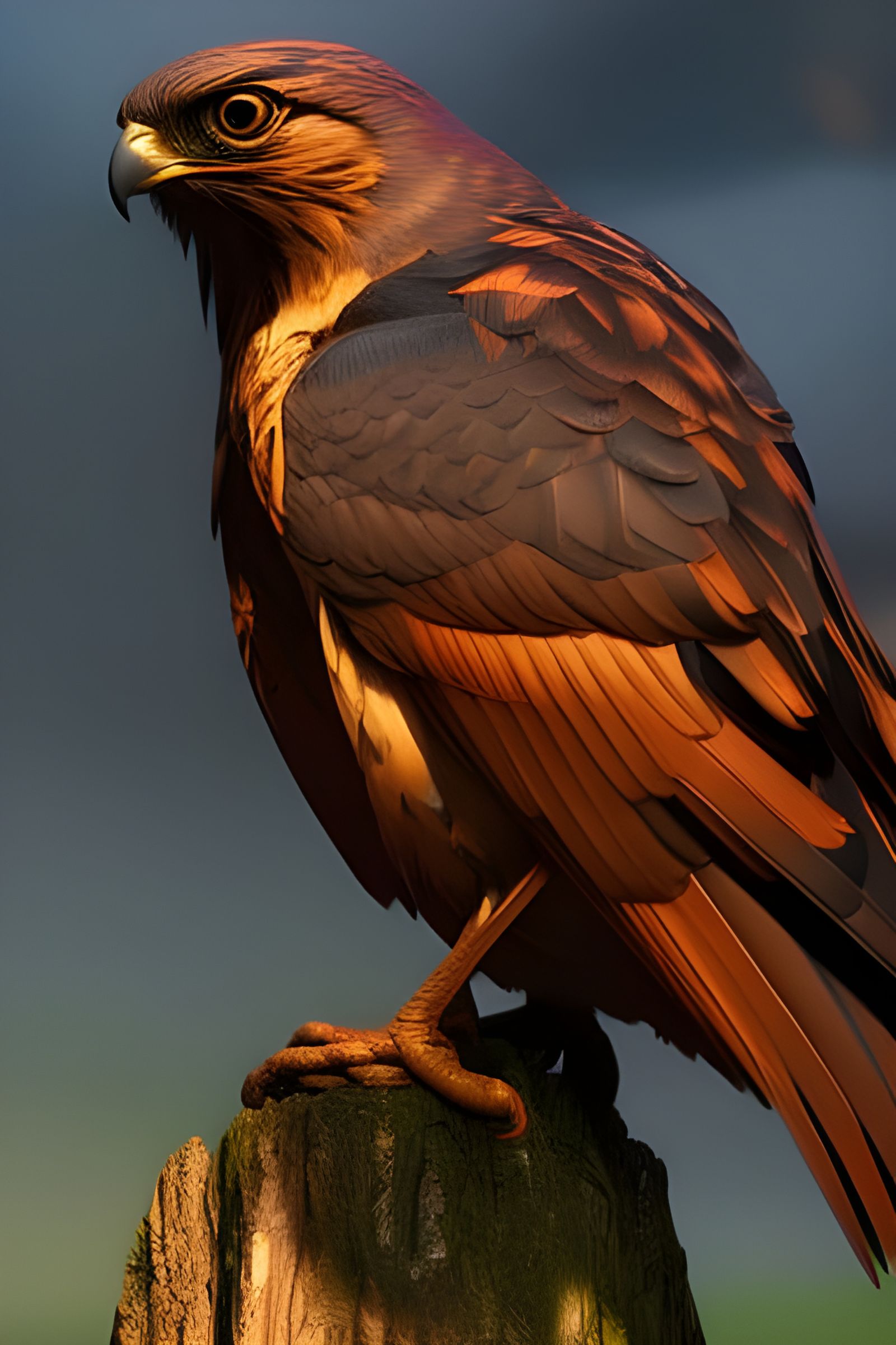 Sparrow Hawk Portrait in Hyperdetailed Digital Art