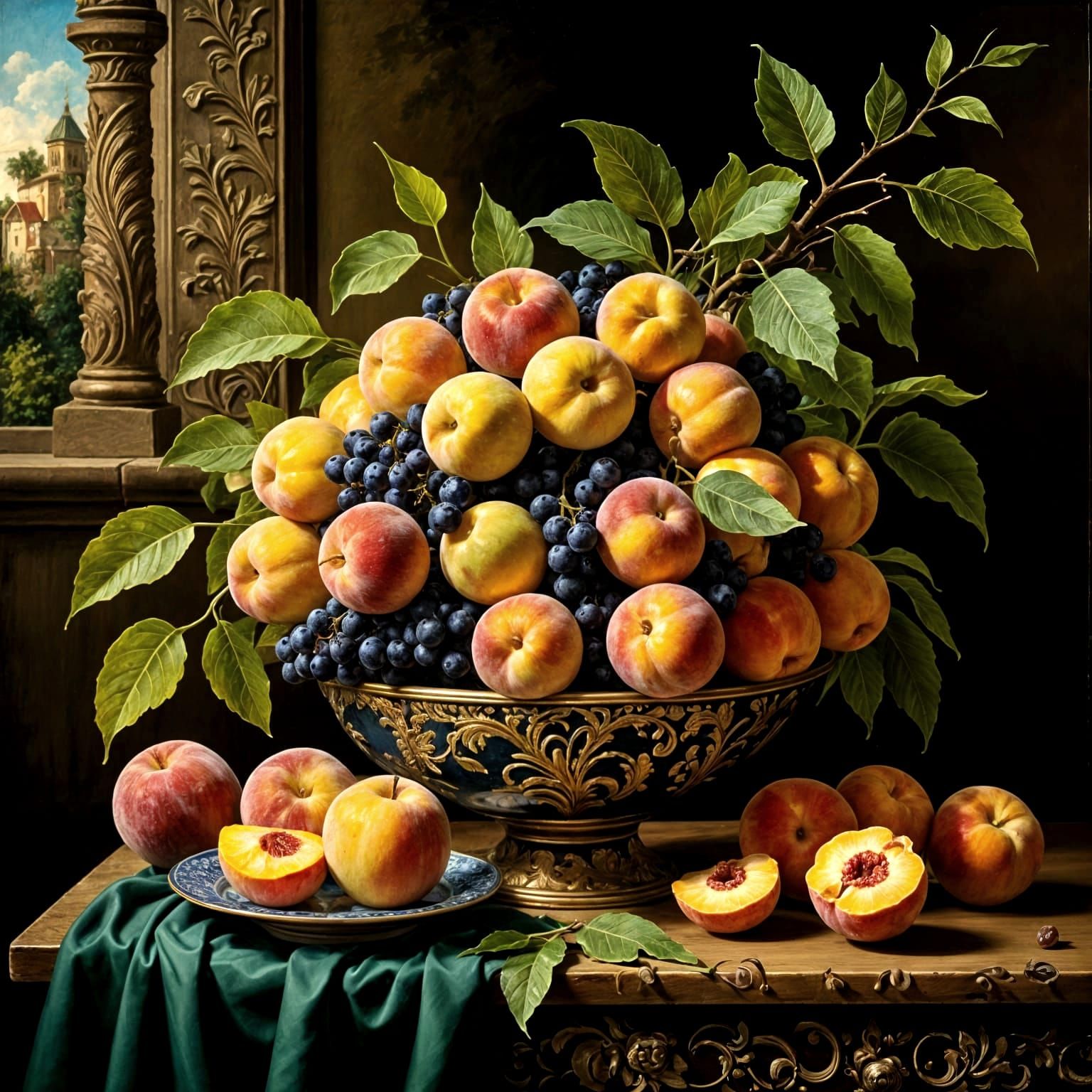 Vibrant Still Life of Fresh Fruit in Old Master Style