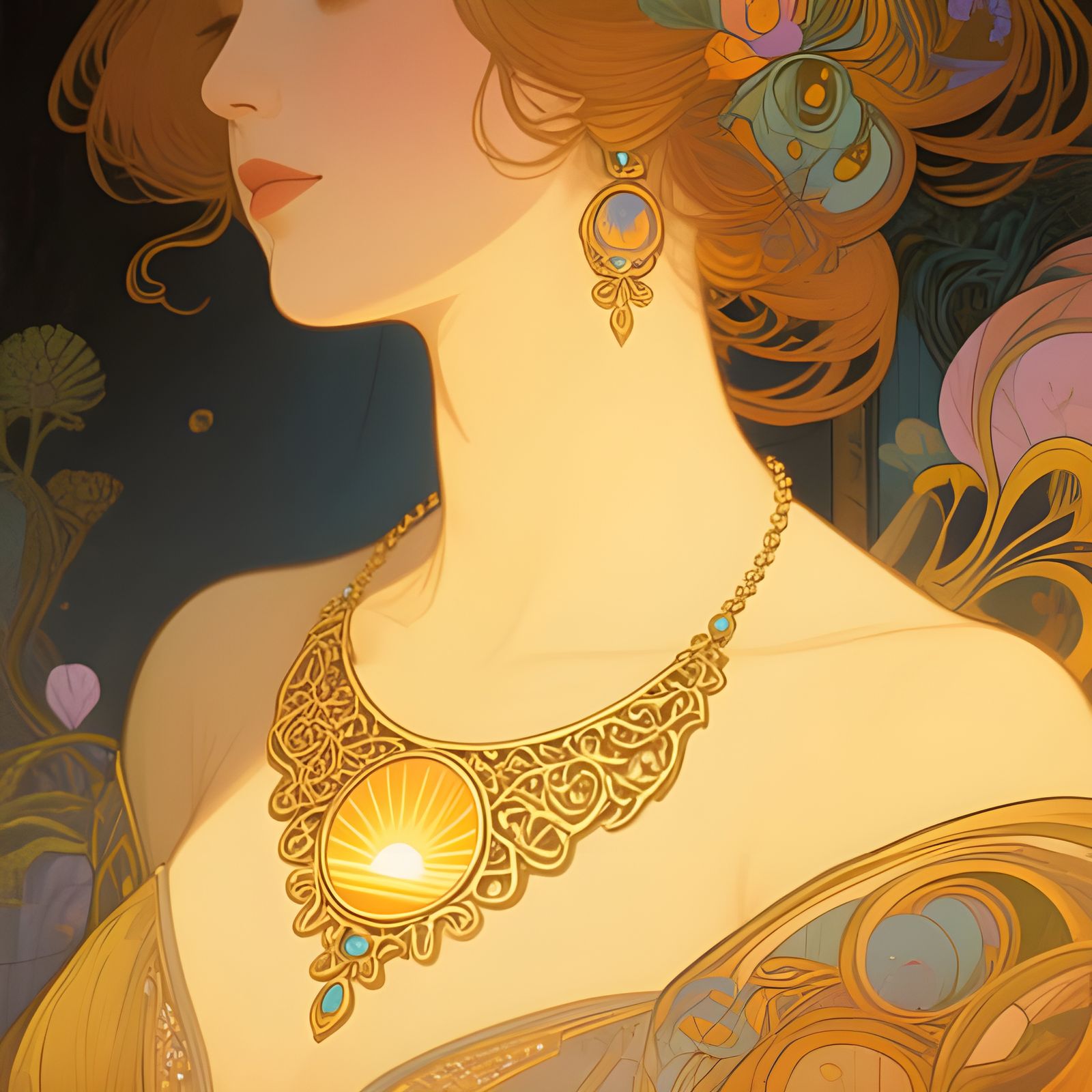 Dawn Scene Etched Necklace