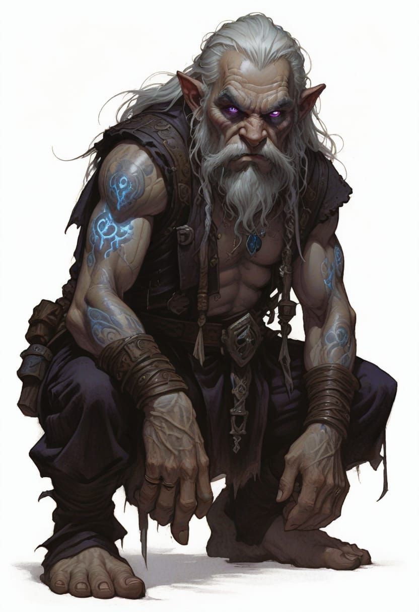 Heroic Fantasy Dwarf with Glowing Tattoos Illustration