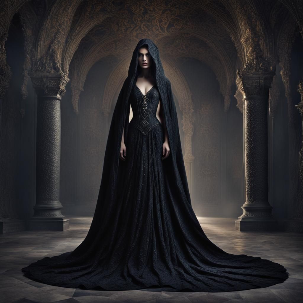 Dark Queen of Shadows in Regal Attire