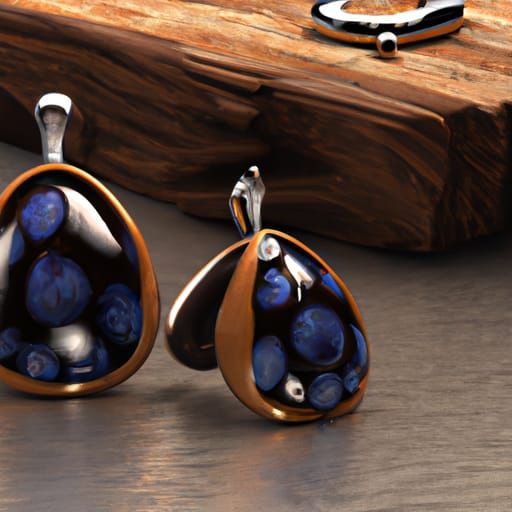 Hyperrealistic Pine Wood and Agate Jewelry Set