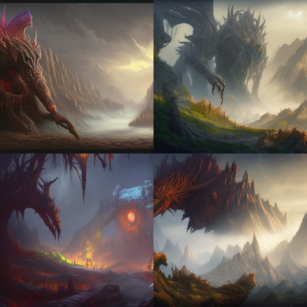 Detailed Monster Matte Painting in Deep Color