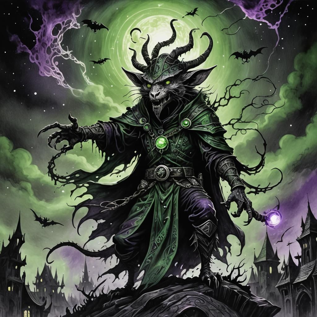 Skaven Sorcerer Summons Magic in Dark Fantasy Art