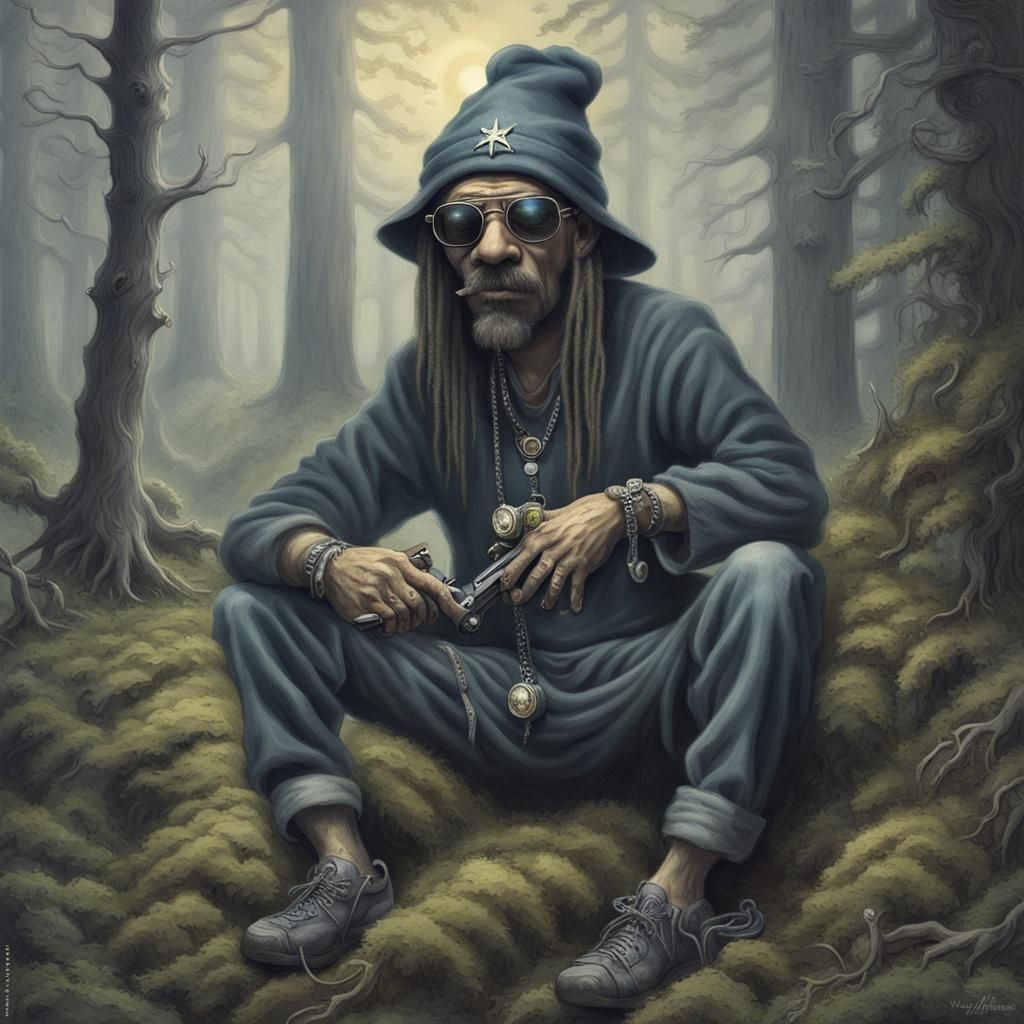 Theodor Kittelsen Style Troll Gangster in Forest
