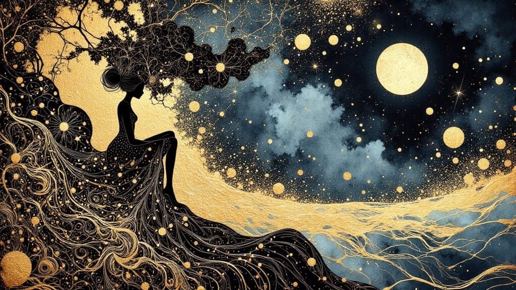 Ancient Gold Dreamscapes in Vibrant, Expressive Brushstrokes