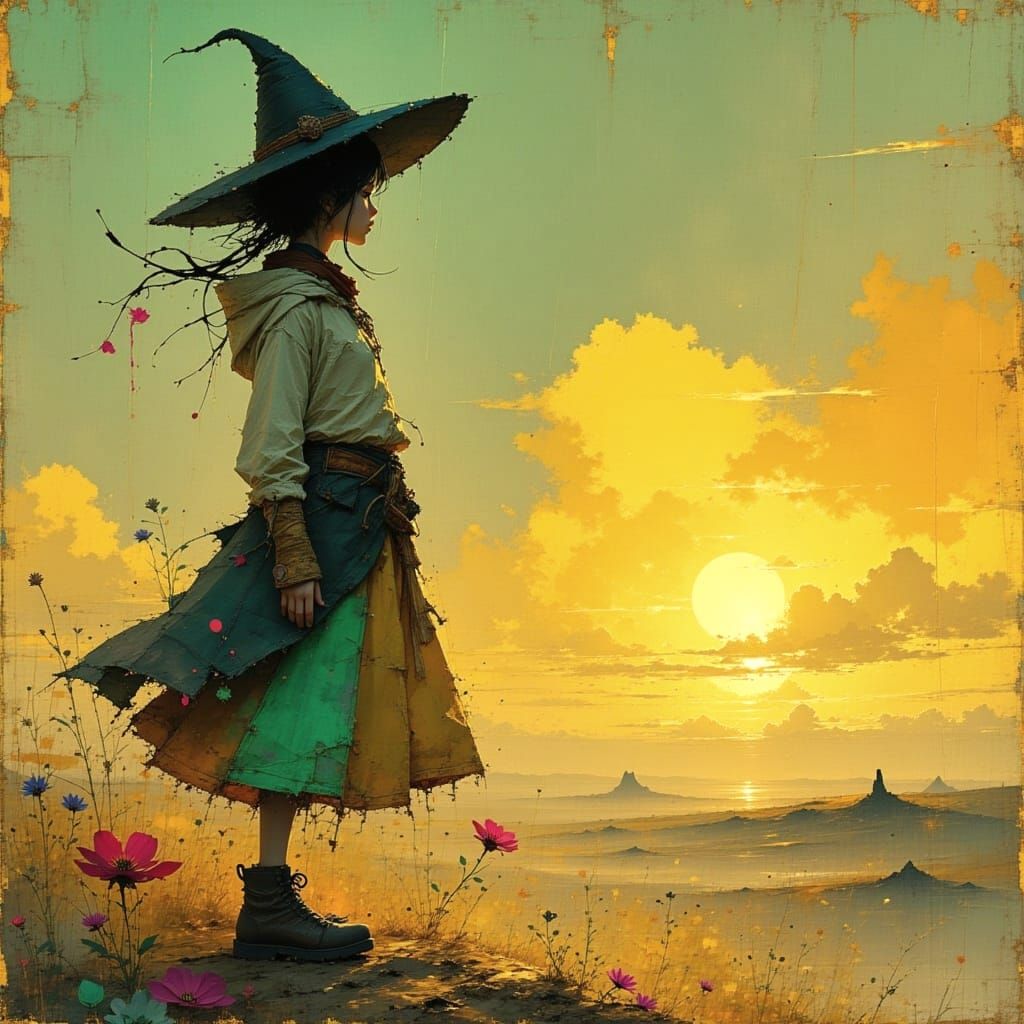 Nomadic Dreamer in Vibrant Sunset Hues