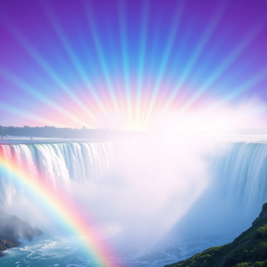 Rainbow Niagara Falls in Vibrant Hyper-Realistic 3D Art