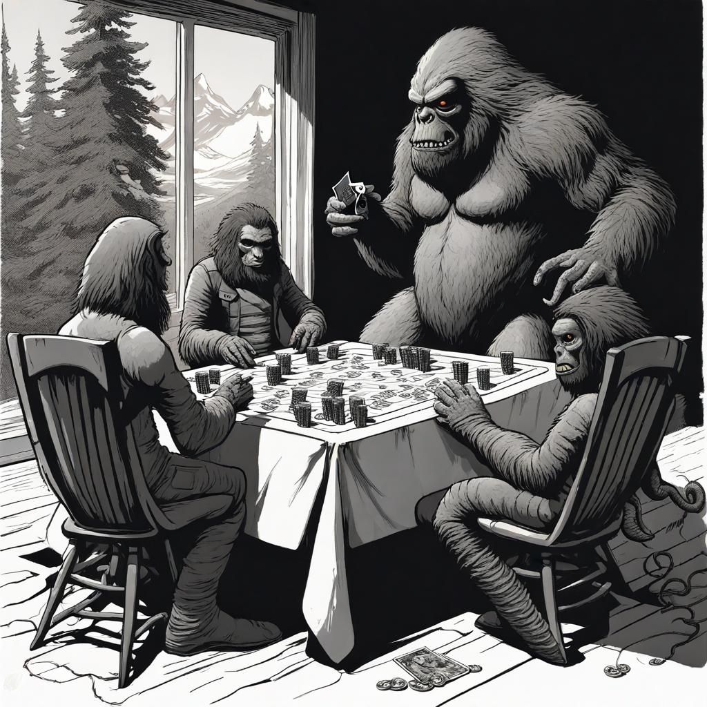 Sasquatch and Alien Card Game with Snakes